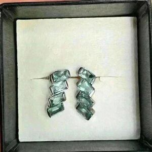 Azure Brilliance - Genuine 925 Sterling Silver Earrings w Blue Zirconium Stones